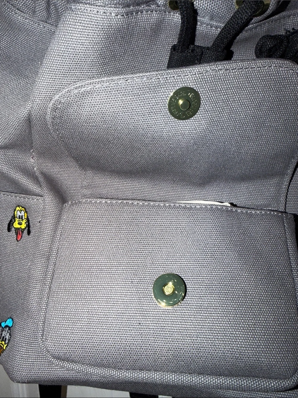 Disney Loungefly Gray Backpack with Embroidered Mickey & Friends